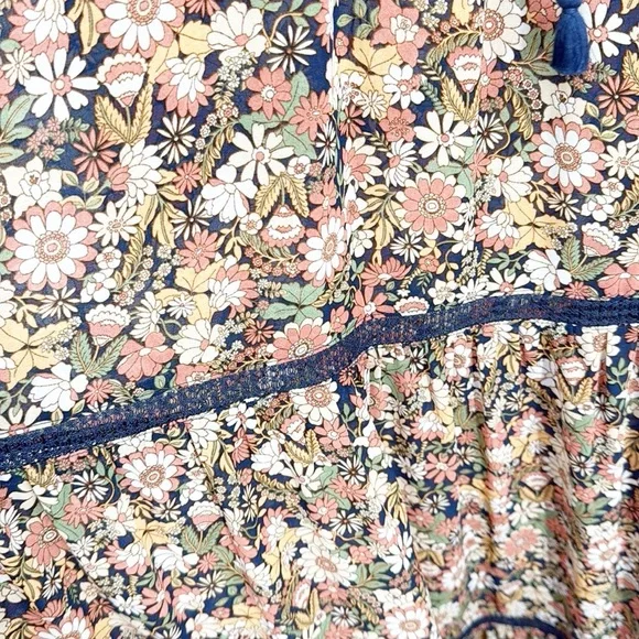 Lost + Wander Flower Power Maxi Dress Tiered Prairie size Medium Blue Peach - Picture 7 of 14